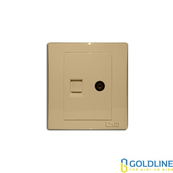 1 ổ cắm internet (CAT5), 1 ổ cắm Tivi Decor màu vàng AD1TV1PCY