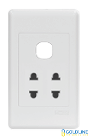 Ổ cắm đôi 2 chấu + 1 lỗ