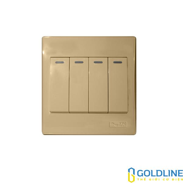 Công tắc bốn 1 chiều 16A cỡ nhỏ Decor màu vàng AD42SY