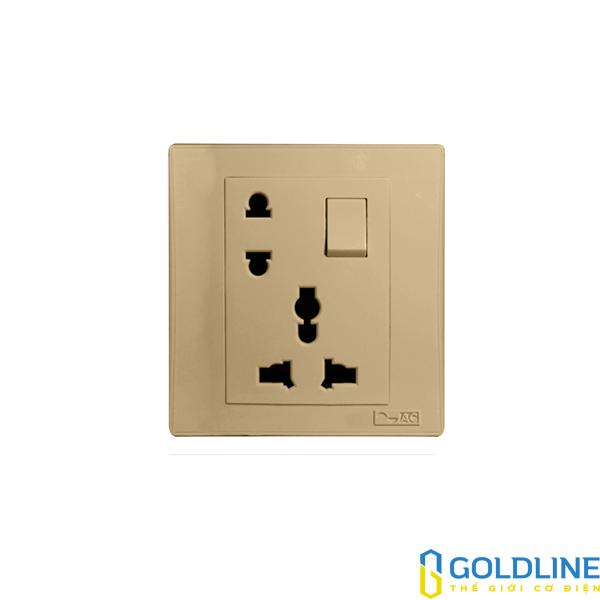 1 ổ cắm đơn 2 chấu, 1 ổ cắm đa năng 10A, 1 công tắc 1 chiều Decor màu vàng AD1W23PY