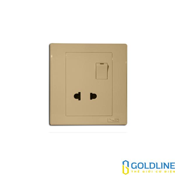 1 ổ cắm đơn 2 chấu 16A, 1 công tắc Decor màu vàng AD1W2PY