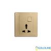 1 ổ cắm đa năng,  3 chấu 10A, 1 công tắc 1 chiều Decor màu vàng AD1W3PY