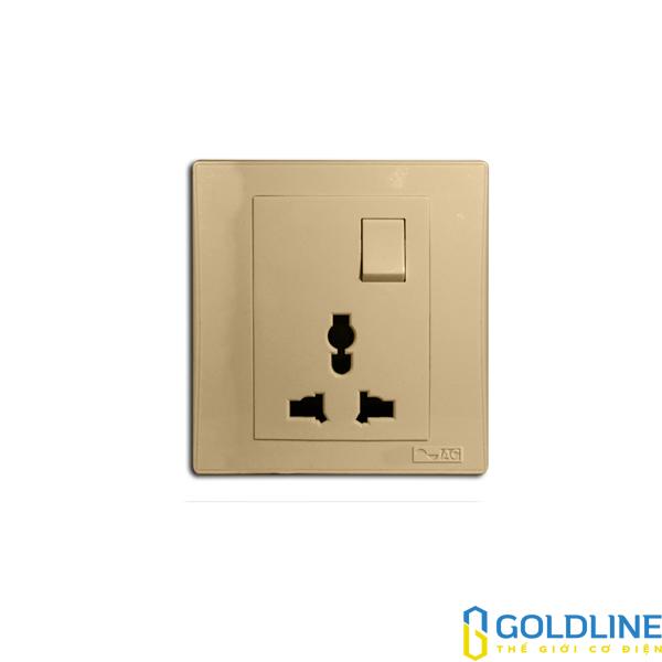 1 ổ cắm đa năng,  3 chấu 10A, 1 công tắc 1 chiều Decor màu vàng AD1W3PY